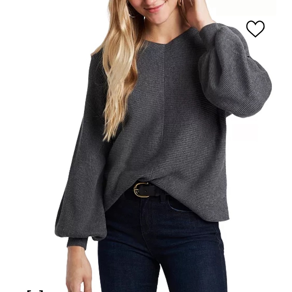 1.STATE ribbed balloon sleeve sweater gray XS